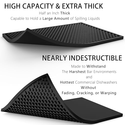 AXIESO Silicone Drip Mat - 1/2 Inch Thick, Heat-Resistant and Food Safe - Counter Top, Coffee Bar or Restaurant - Drying Mat for Glasses - 18x12 Inches