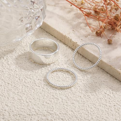 ZOERAY Gold Stackable Rings for Oura Ring Gen 4/Oura Ring Gen 3 Chunky 14K Gold Plated Rings for Women Non Tarnish Cubic Zirconia Twist Thumb Silver Ring Set Gold Band Jewelry for Women Size 6-10 - color: B.Silver Twist Rings