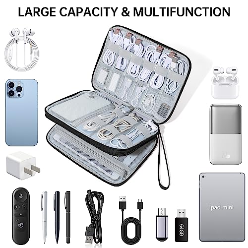 CILLA Electronics Organizer Travel, Travel Cord Organizer Case, Compact Electronics Accessories Bag for Cable, Cord, Charger, Phone - color: Black