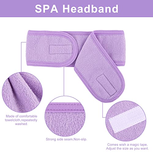 Whaline Spa Facial Headband 4 Packs Head Wrap Terry Cloth Headband Adjustable Stretch Towel for Bath, Makeup and Sport (Light Purple) - color: Light Purple