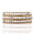 Layered Leather Handmade Bracelet Boho Bohemian Style Multilayer Crystal Glass Natural Stone Beaded Wrap Bracelets Collection for Women - style: BR507