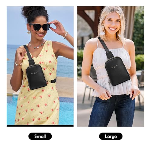 INICAT Women's Small Sling Bag, Lightweight Everyday Vegan Leather Crossbody Purse for Daily Essentials and Travel Light - color: Black, size: Large