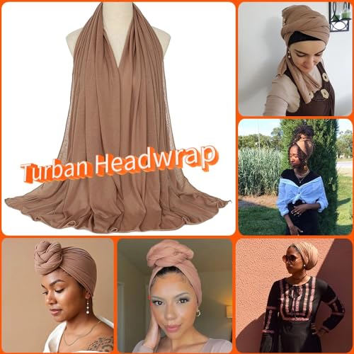 Nonbongoy Head Wraps for Black Women Stretch Headwraps Large Hair Wraps Hijab Scarves for Muslim Head Scarf Turban Headbands - color: 1-camel Headwrap