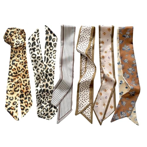 kcctoo 2/6/10Pack Scarf Bags for Women Handbag Scarfs Band Hair Neck Scarves Fashion Gifts - color: 6pc Scarf Yellow