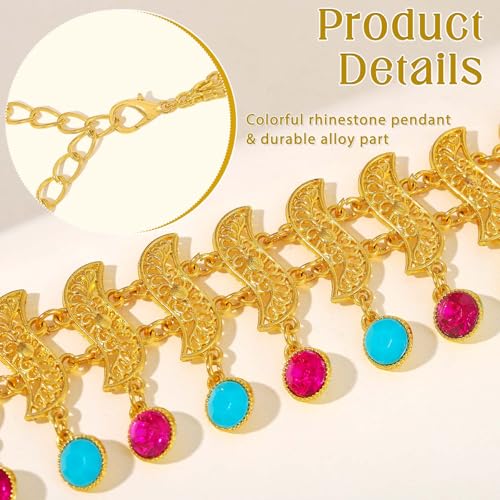 ELABEST Gold Waist Chain Rhinestone Belly Dance Chain Crystal Tassel Dance Jewelry for Women - style: Gold-D