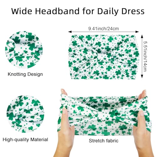 Huachi 4 Packs St. Patrick Headbands for Women Wide Knotted Green Shamrock Head Bands for Women's Hair, Trendy St Patricks Day Headband Party Decoration Hair Accessories for Women Gifts - color: St. Patrick Headband
