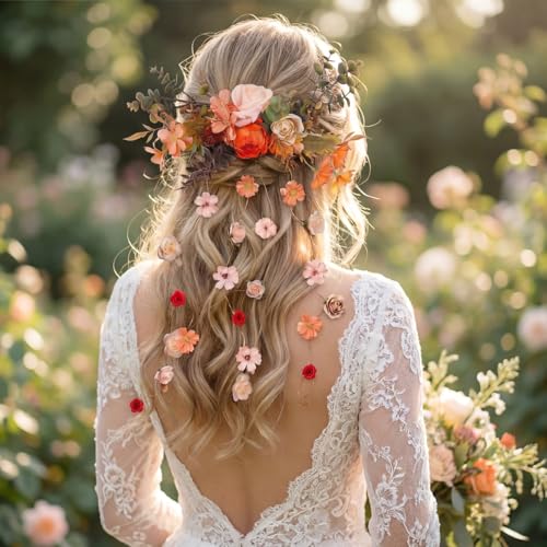 Boho Bridal Hair Vine Artificial Flower Bridal Headpiece Wedding Hair Accessories Long Vine Wedding Head Piece Accessories - style: Boho