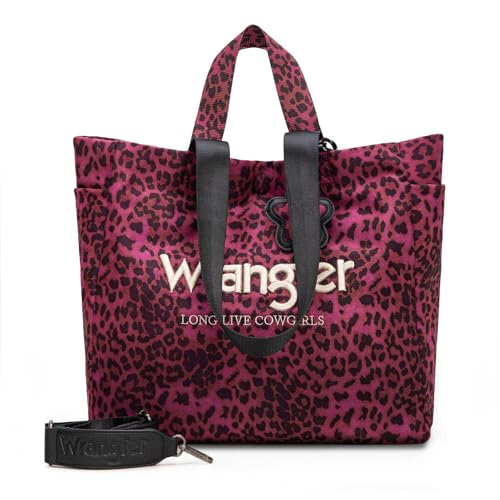 Montana West Wrangler Large Tote Bag for Women Designer Leopard Print Purse for Travel Work Gym - color: Violet