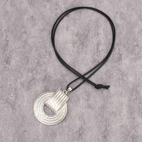 JAOYU Bohemian Necklaces for Women Leather Necklace Wood Pendant Choker Long Brown Necklace Chunky Circle Boho Hippie Jewelry - style: Boho Leather Necklace Women