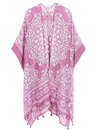 Breezy Lane Kimonos for Women Swimsuit Coverups Beach Cover Up Swimwear Cardigan Summer - color: B Rose