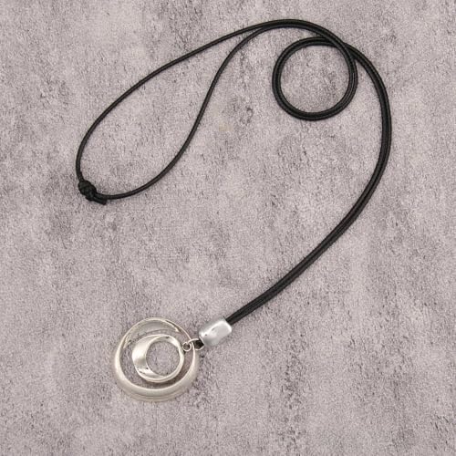 Bohemian Necklaces for Women Long Leather Necklace with Large Pendant Chunky Boho Hippie Jewelry Pendant Chocker Necklace - style: Bohemian Pendant Necklaces