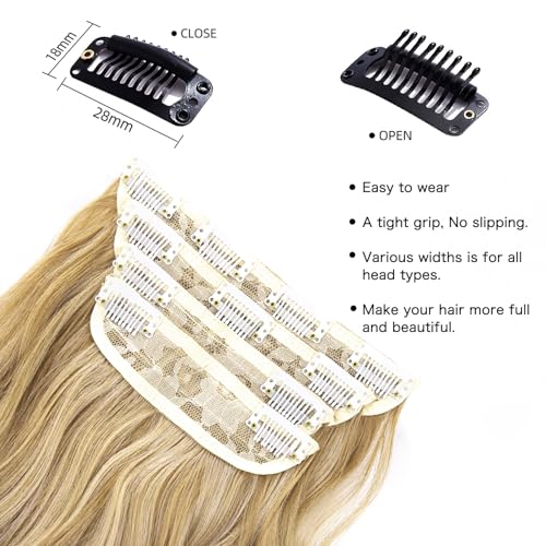 Blonde Hair Extensions Long Wavy 20 Inch 4pcs Clip in Synthetic Hair Extensions for Women Double Weft Extensions (Ombre Ash Brown to Bleach Blonde, 8AH613#) - color: 8AH613-Ombre Ash Brown to Bleach Blonde