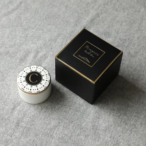 COLLECTIVE HOME - Monogram Jewelry Box, Bohemian Ceramic Trinket Box, Storage for Necklace Ring Bracelet Keys, Birthday Mother's Day Christmas Gift for Women, 3.25" x 2.5" (C) - color: C