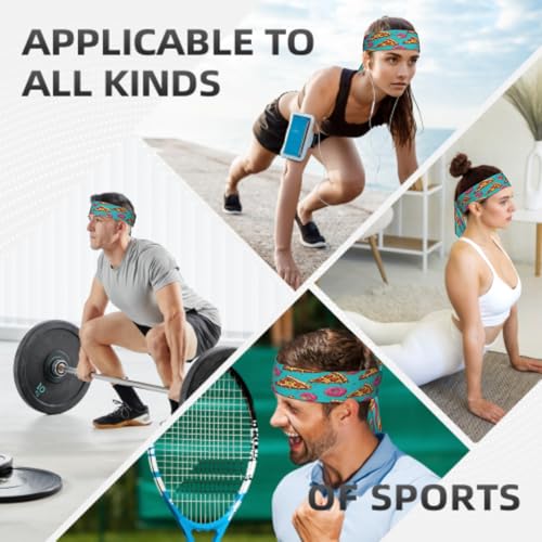 Sports Tie Headband Bandana Running Athletic Sweat Band Elastic Adjustable Sport Head Tie for Men Women Head Ties Ninja Tie Headbands Tennis Sweatbands Soccer Basketball Teams Running Head Band - color: Funny pizza donuts