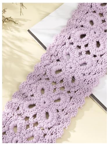 OYOANGLE Women's Boho Crochet Knit Hair Band Vintage Head Wrap Hair Bandanas Head Kerchief Purple One-Size - color: Purple