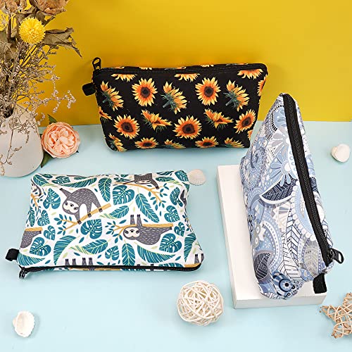 MAGEFY Makeup Bags for Women, Portable Travel Cosmetic Bag with Black Zipper Pouch Waterproof Makeup Pouch Multifunctional Small Bag for Women (1 pack, blue flower 0175) - color: blue flower 0175