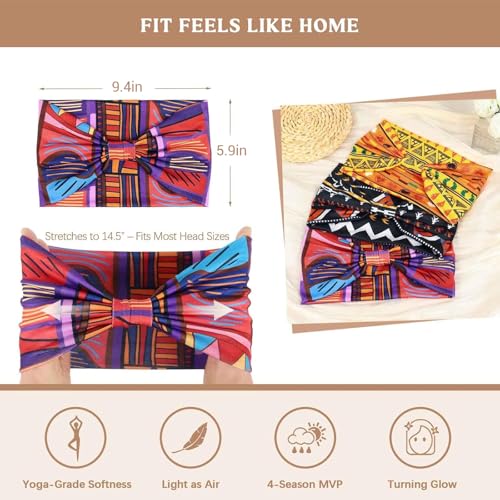 Awumbuk Wide Headbands for Women Knotted No Slip Head Bands Soft Turban Headband Hair Accessories Boho African Solid Color Head Wraps for Women Yoga Workout (Orange) - color: Orange