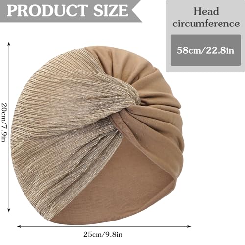XYIYI Chemo Headwear Turban for Women, Cancer Patients Head Wrap Cover Hat for Hair Loss - color: Khaki
