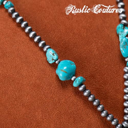 Montana West Rustic Couture's Western Jewelry Set for Women Cowgirl Vintage Western Necklace Earring - color: B-Turquoise-1