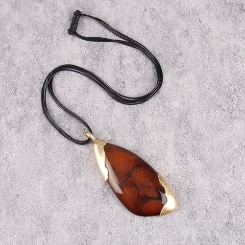 Leather Necklace for Women Large Pendant Hippie Choker Necklace Vintage Sweater Necklace Chunky Boho Necklaces for Women - style: Indian Leather Necklace
