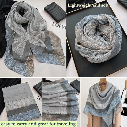 K-Elewon Large Square Scarf 51" Cotton and Linen Hand feel Scarf Fashion Scarves Hair Wrapping Scarfs Neck Scarves for Women - color: H2305