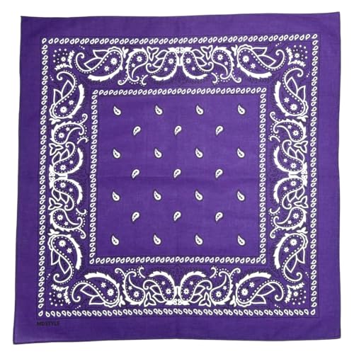 MDSTYLE 6 Pack 100% Cotton Bandanas 22” x 22" for Men & Women Paisley Handkerchief Headband Scarf Bandana - color: Pink X2, Lavender X2, Purple X2