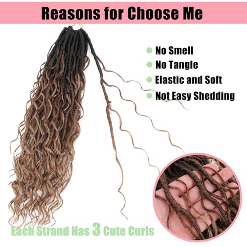 Goddess Locs Crochet Hair 7 Packs Bohemian Faux Locs Pre-Looped Braids, Boho Goddess Soft Locs Crochet Hair with Curly Ends Hair Extensions for Women (1B/30/27, 24 Inch) - color: 1B/30/27, size: 24 Inch