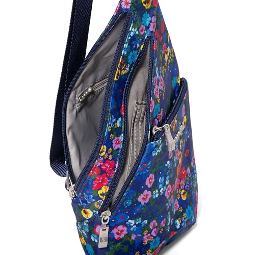 Baggallini Mini Sling - 12x7 Sling Crossbody Bag Backpack with Adjustable Shoulder Strap - color: Flower Market