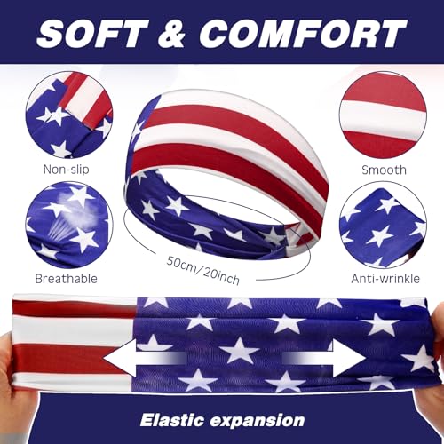 18 Pcs Sports Sweatbands for Men Women Camo Headbands Workout Non Slip Headbands Breathable Head Band Fitness Stretchy Unisex Hairband for Yoga Running Cycling Ball - color: Red Blue