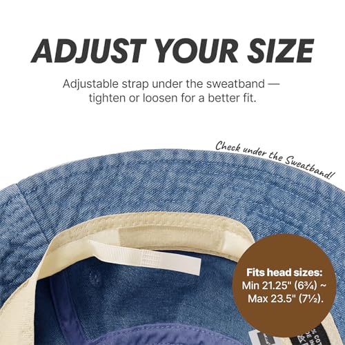 Hot Summer Bucket Hat - Trendy Cotton Sun Hat for Beach, Golf, Fishing - Fun Outdoor Vacation Boonie for Men and Women - color: Blue Jean
