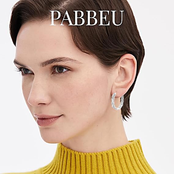 PABBEU Sterling Silver Hoop Earrings,Hypoallergenic Twisted Silver Hoops Earrings for Women Lightweight SilverHoop Earring with Cubic Zirconia (15/20/25/30MM) - color: 30mm Silver