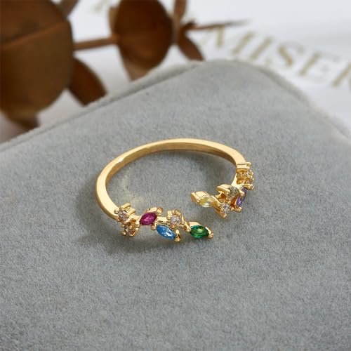 Dainty Rings Open Adjustable Ring Leaf Ring for Women Dainty Stackable Rings for Women - color: G