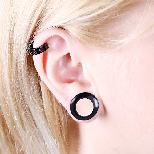 WBRWP 20/28pcs Ear Stretching kit Set: Hollow Hard/Soft Silicone Plugs and Tunnels Ear Expander Gauges Stretcher Body Piercing Jewelry - style: 20pcs Thin/Black