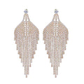 Silver Rhinestone Crystal Bridal Chandelier Long Tassels Dangle Earrings for Wedding - color: A-4