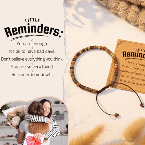 Inspirational Gifts Bracelets for Women: Mothers Day Birthday Gifts for Mom Women Friends Sister - Healing Natural Stone Beads Bracelets Thinking of you Get Well Soon Gift for Women - color: A-F JASPER STONE-REMINDER