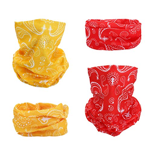 4 Cashew Flower Headband Bandana Balaclava Half Face Mask Shield Head Hair Scarf Neck Gaiter Hat Multipurpose For WoMen Men Breathable Reusable Washable Red Purple Blue Yellow - color: 4x Konjac Flower Color Mask