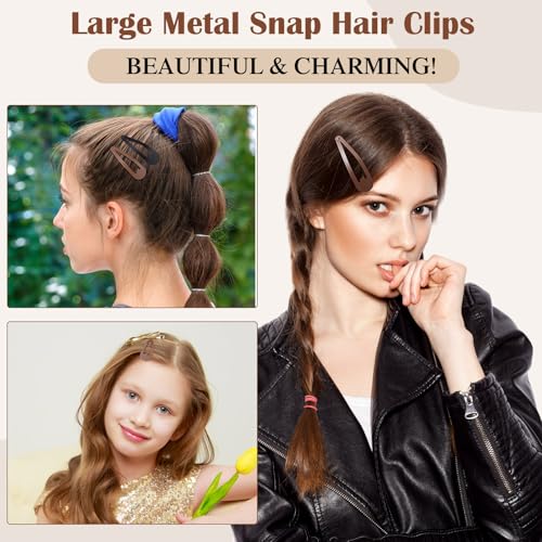 WILLBOND 30 Pieces 3.1 Inch Large Metal Snap Hair Clips Nonslip Barrettes Women Hair Accessories (Brown and Black) - color: Brown and Black, style: Minimalist
