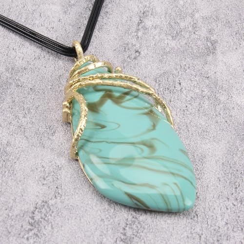 Leather Necklace for Women Large Pendant Hippie Choker Necklace Vintage Sweater Necklace Chunky Boho Necklaces for Women - style: Bohemian Style Necklaces