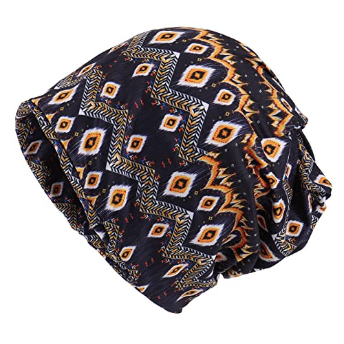 KAKU NANU Women Turban Chemo Beanies Pre Tied Caps Baggy Slouchy Headwear Sleep Scarf - color: Geometric