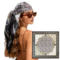 Large Square Head Scarf Bandana - 35" Satin Hair Scarf for Women Like Silk Scarf Fashion Hair Wrapping - color: Paisley Garden(black), size: 35IN*35IN
