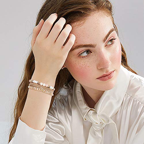 Leather Wrap Bracelet Set 3Pack Wrist Cuff Bracelet for Women Multilayer Magnetic Clasp Bracelet Feather Tree Bead Crystal Bracelet - color: Crystal