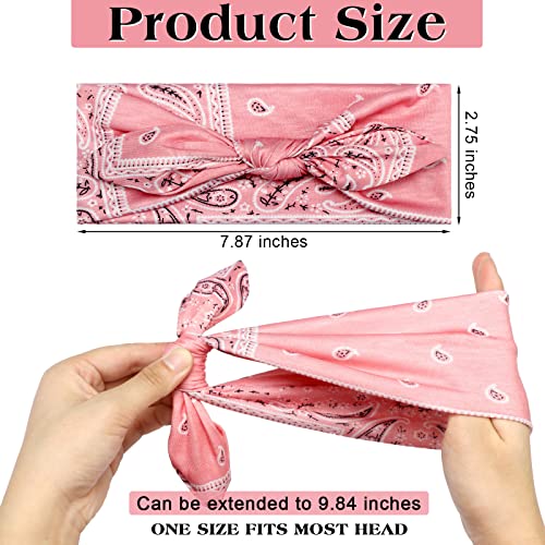 WILLBOND 13 Pieces Bandana Headband for Women Paisley Hair Bandanas Boho Bow Headbands Elastic Knot Rabbit Ear Head Wrap Cute Hair Accessories for Women 7.87x2.75 Inch(Fresh Color) - color: Fresh Color