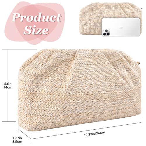 ERKOON Clutch Purse for Women Elegant Pleated Evening Bag Crossbody Shoulder Handbag Envelope Bag with 2 Detachable Chain - color: Beige#1