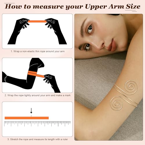 7Pcs Upper Arm Cuff for Women Gold Silver Open Arm Cuff Bracelets Adjustable Armlet Armband Minimalist Coil Swirl Arm Cuff Bracelet Jewelry - style: Gold-A