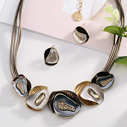 AMYJANE Vintage Statement Jewelry Set - Spring Leaf Flower Floral Plant Necklace Earring Set Crystal Rhinestone Fashion Costume Jewelry for Women Prom Party Unique Gift - style: Vintage Jewelry Set