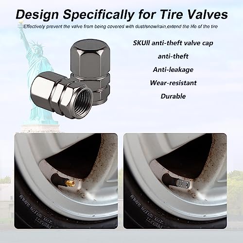 alpmosn Aluminum Tire Stem Valve Caps Wheel Valve Covers Car Dustproof Tire Cap Cover Accessories, Universal for SUV, Car, Bike and Motorcycle, Hexagon Shape (4PCS Grey) - color: Grey