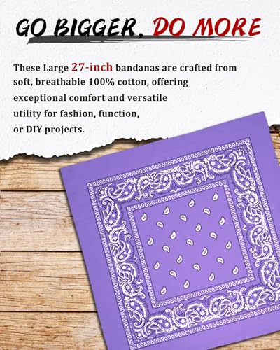 Bycc Bynn Large 27" x 27" 100% Cotton Bandanas - Set of 4 - color: Yellow+purple+pink+magenta