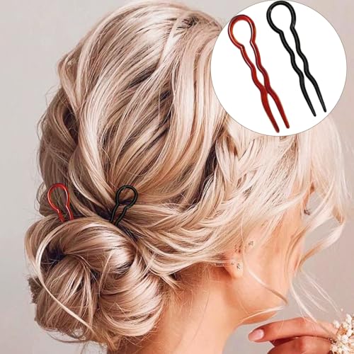 48 Pcs Hair Pins for Women U Shaped Bobby Pins Spiral Plastic Hair Twist Tool Hairstyle Accessories, Black an Brown