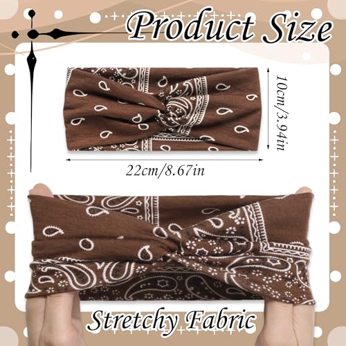 3 Pack Boho Headbands for Women Short Twist Knotted Head Wraps Turban Stretchy Leopard Hair Bands Elastic Non-Slip Workout Head Wraps Accessories - color: Bohemia
