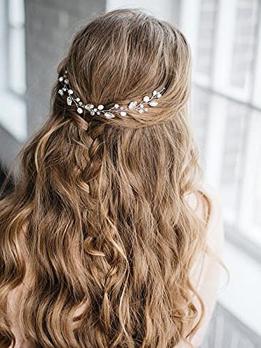 JAKAWIN Pearl Bride Wedding Hair Vine Silver Bridal Hair Accessories Rhinestone Hair Piece for Women HV192 (1 Silver) - color: 1 Silver